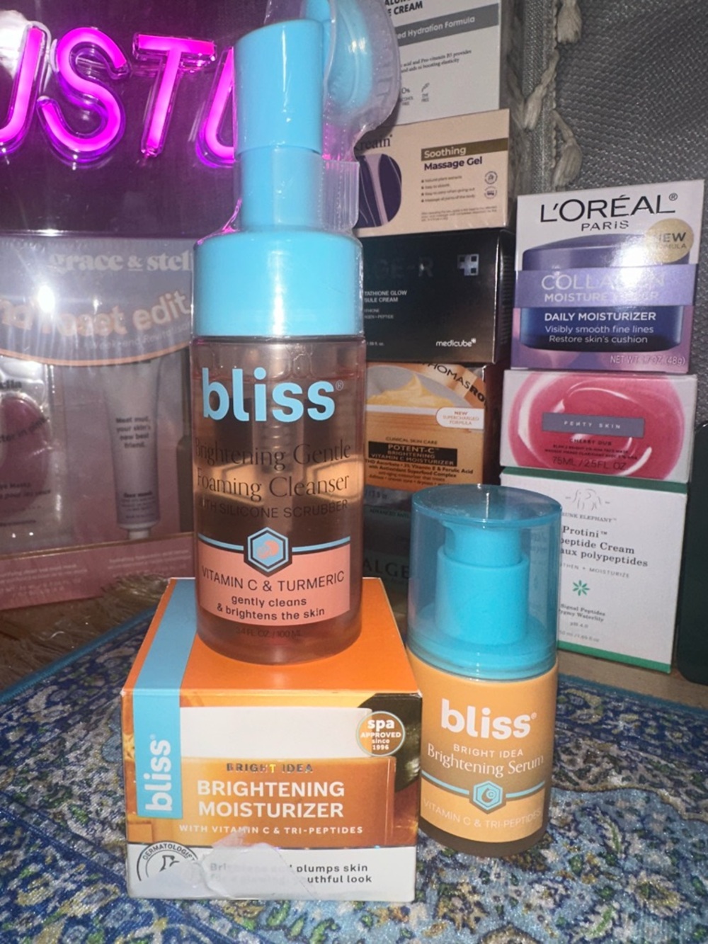 Bliss Brightening Cleanser, Serum & Moisturizer FULL SIZE & NEW
